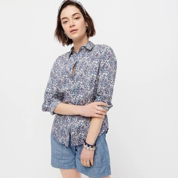 Cravatta J.CREW In Cotone Liberty Blu Cielo - Fantasia Floreale, Slim Classica, Regalo Perfetto